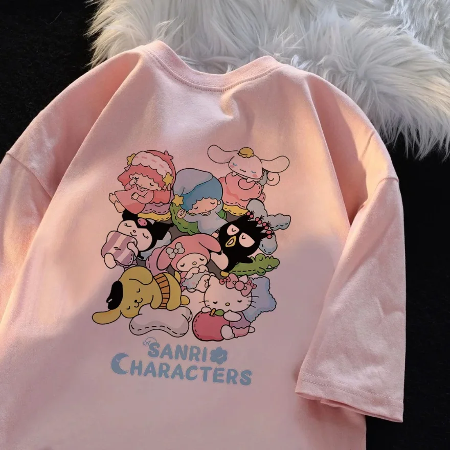 Cotton Sanrio Laurel Dog Print Cute Everything T-shirt Breathable Fashionable Versatile Comfortable Sleeve Top Large Clothes Tee