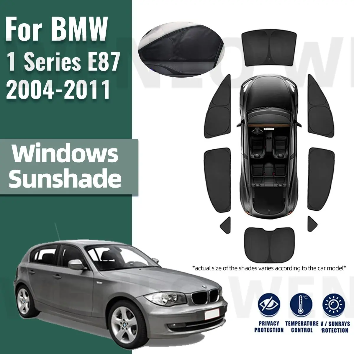 

Для BMW 1 серия E87 2004-2010 2011 полное покрытие автомобильный солнцезащитный козырек переднее ветровое стекло рамка занавеска задняя искусственная