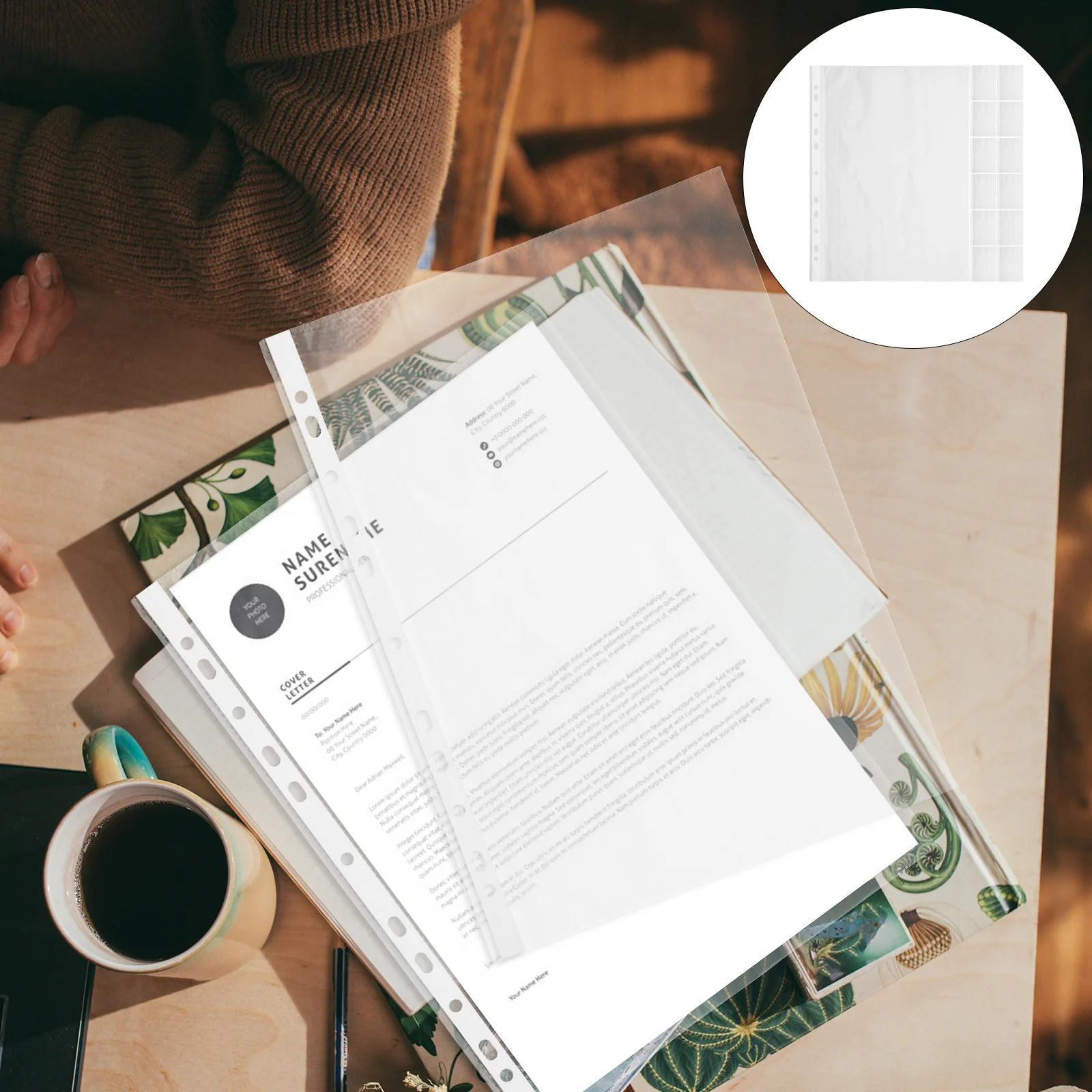 

100Pcs Clear PP Files Protective Films Transparent Lightweight Page Protectors for Office School A4 Document Folders Album Photo