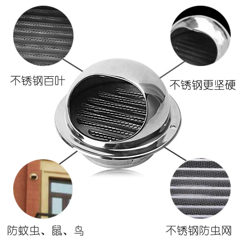 

60mm-150mmStainless Steel Wall Ceiling Air Vent Ducting Ventilation Exhaust Grille Cover Outlet Heating Cooling Vents Cap