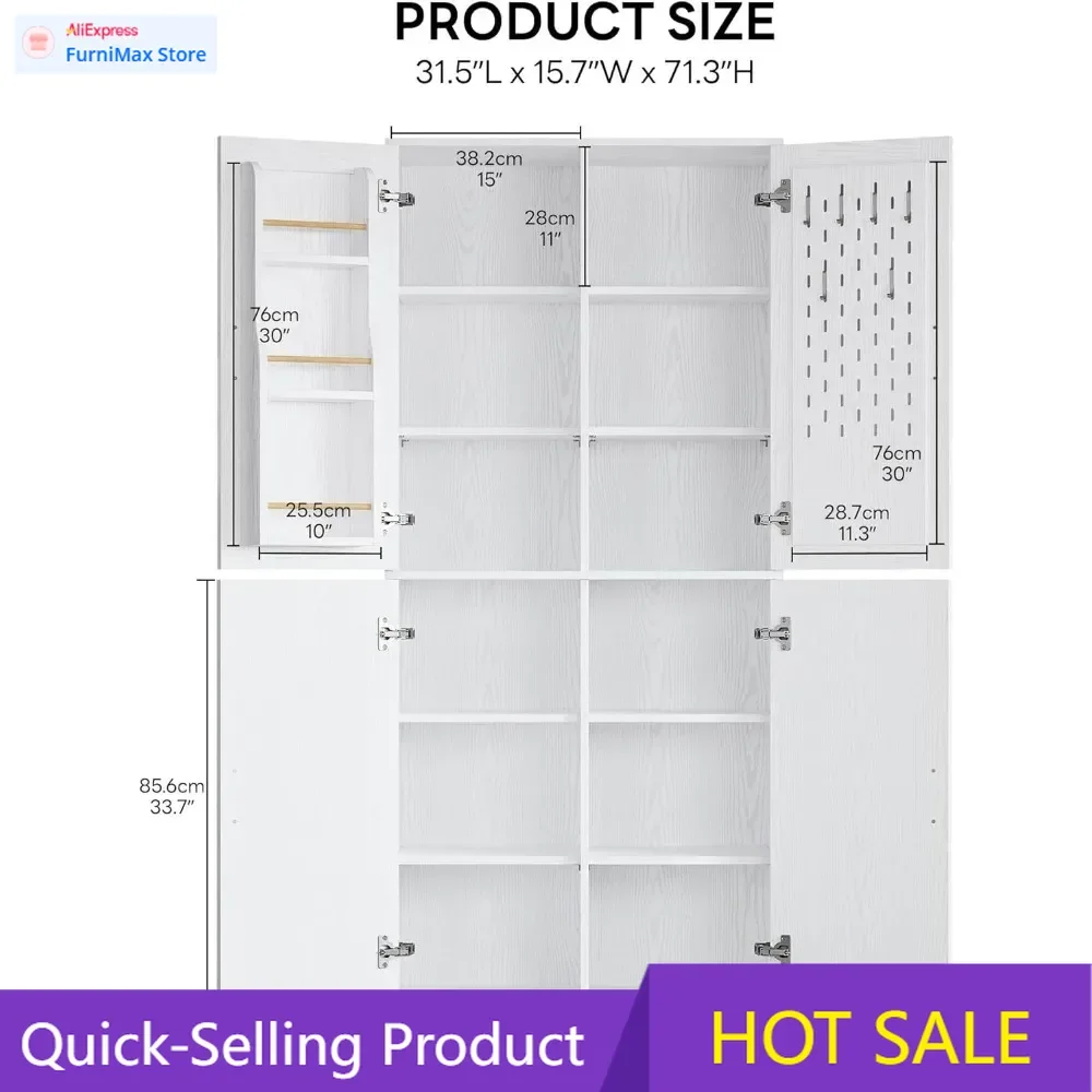 

Акция на ограниченное время: Кухонный шкаф для хранения с дверцами-перфорированными панелями, полками и регулируемыми полками для хранения продуктов.