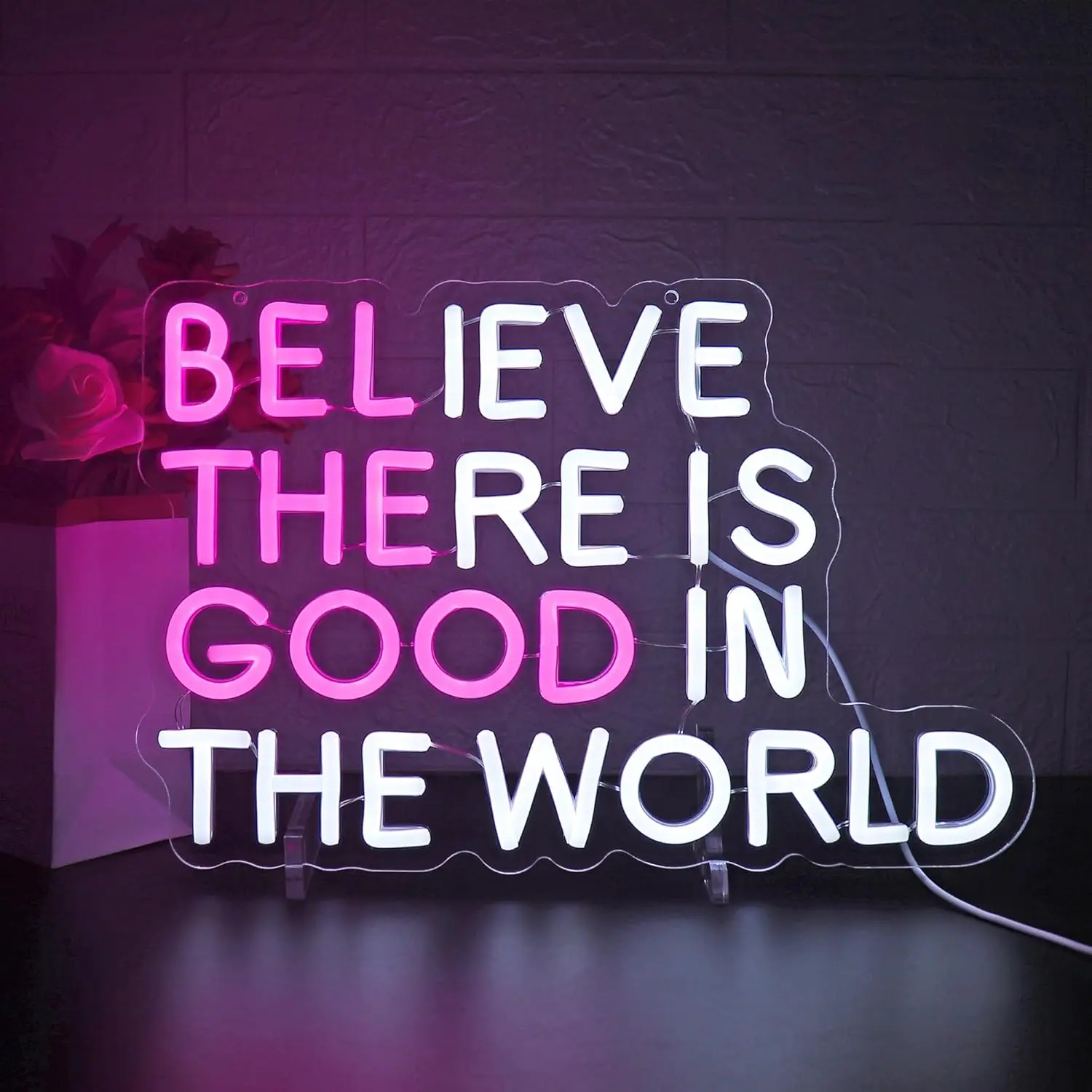 

Believe There is Good in the World Neon Signs Inspirational LED Neon light USB Dimmable Wall Decor for Home Office Bedroom cafe
