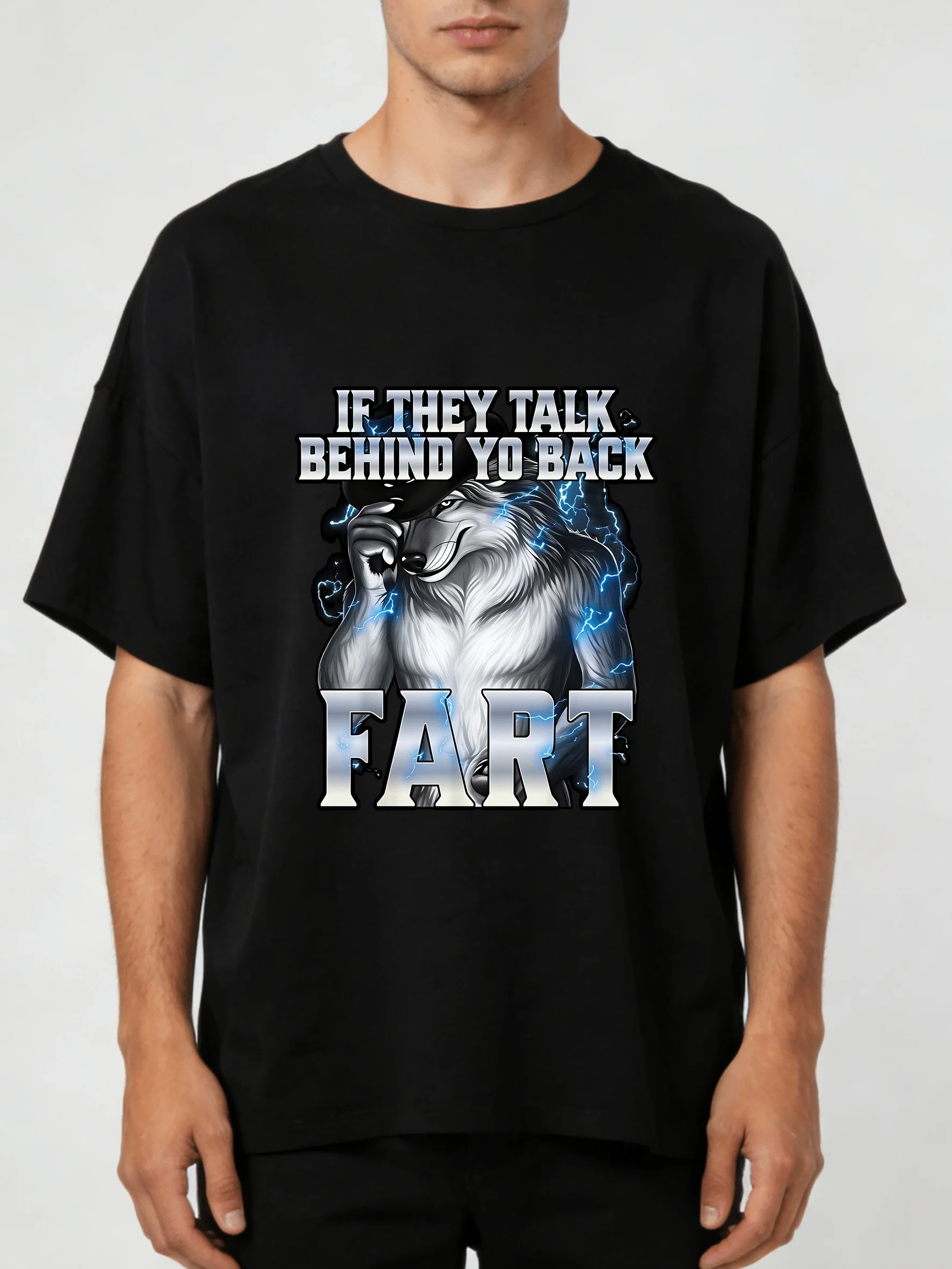 2026 If They Talk Behind Your Back Women T-Shirt Humor Funny Hide Your Wife Is Here Saying Tee Men Wolf Graphic Top, Crew Neck,