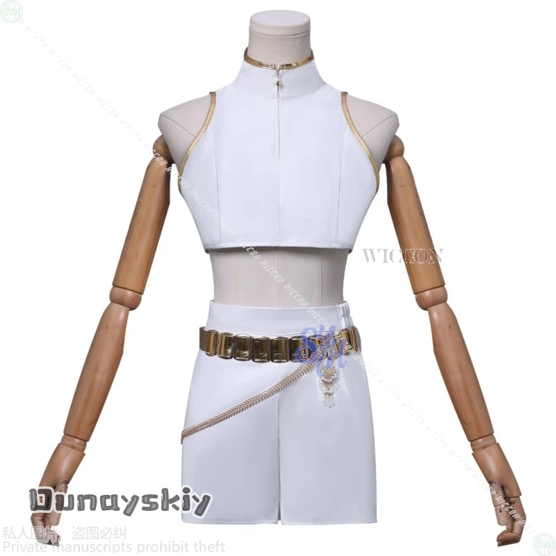 Anime Movie Kpop Demon Cosplay Rumi Huntrix WHAT IT SOUNDS LIKE Stage Uniform White Korea Idol Sexy Mini Dress HalloweenDisguise