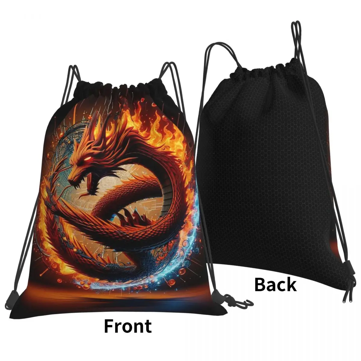 Dragon Portrait Backpacks Portable Drawstring Bags Storage Bag Book Bags for Man Woman Students
