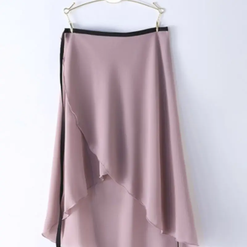 Elegant Pure Color One-Piece Ballet Dance Skirt Women's Asymmetrical A-Line Midi Skirt Sporty Style Standard Fit Summer 2025