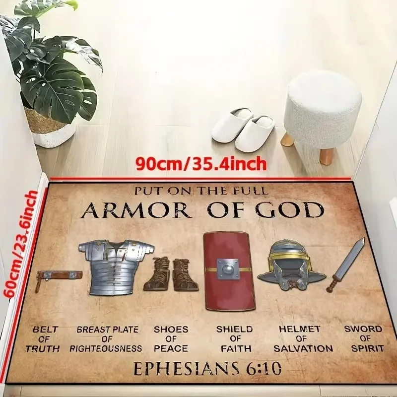 VIKAMA European-Style Religious Faith-Themed Entrance Door Mat, Anti-Slip And Wear-Resistant, Foyer Decorative Foot Mat