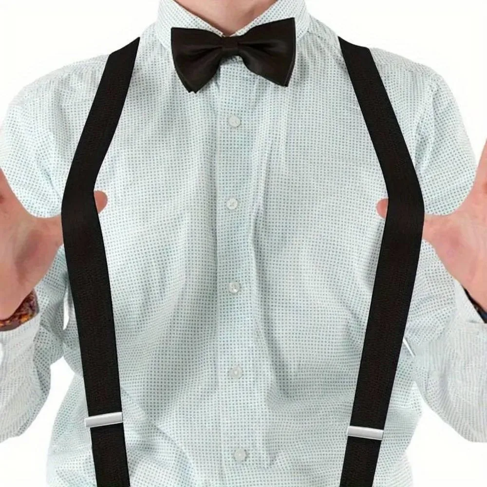 Picture 4: Black Suspenders Men Pants Apparel Adult Suspender Man Shirt Dress Women Wedding Party Solid Color Suit Skirt with Braces Straps