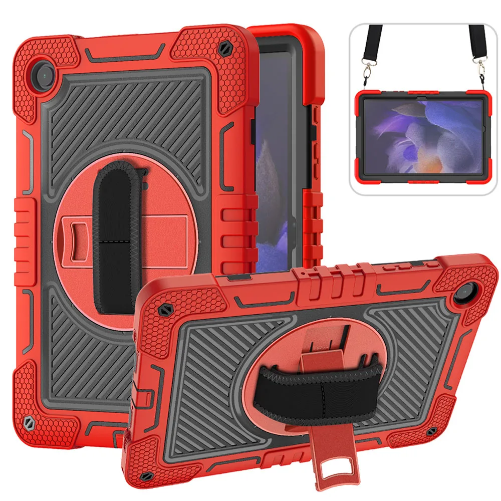 For Samsung Galaxy Tab A9/A11 8.7 inch Case Hard PC+Soft Silicone Stand Cover Four Corner Anti-Drop Protective Shell Stlye-B