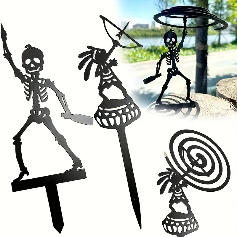 2D 1pc  Metal Portable Skeleton Archery Stand |  Outdoor Camping Mosquito Coil Holder, Halloween Decor Metal Archery Stand view 4