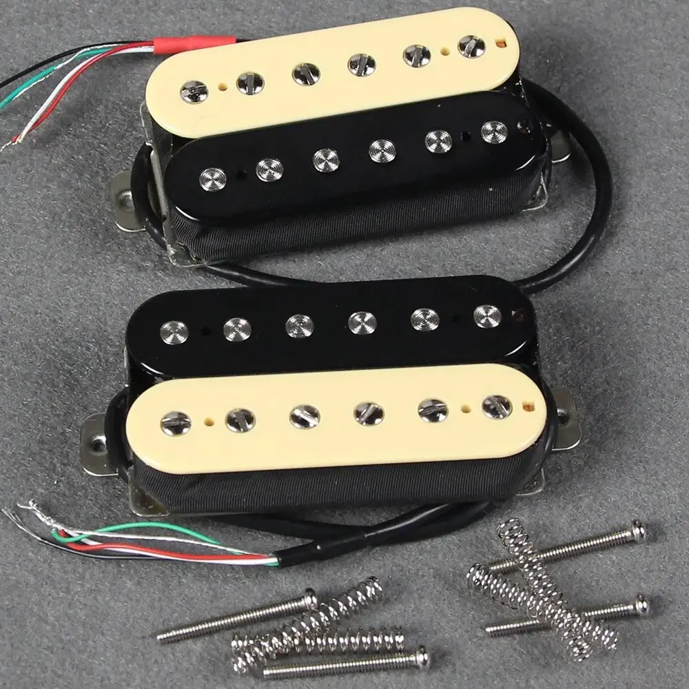 FLEOR Set of Zebra Neck + Bridge Electric Guitar Humbucker Pickup Passive Ceramic Magnet Guitar Parts