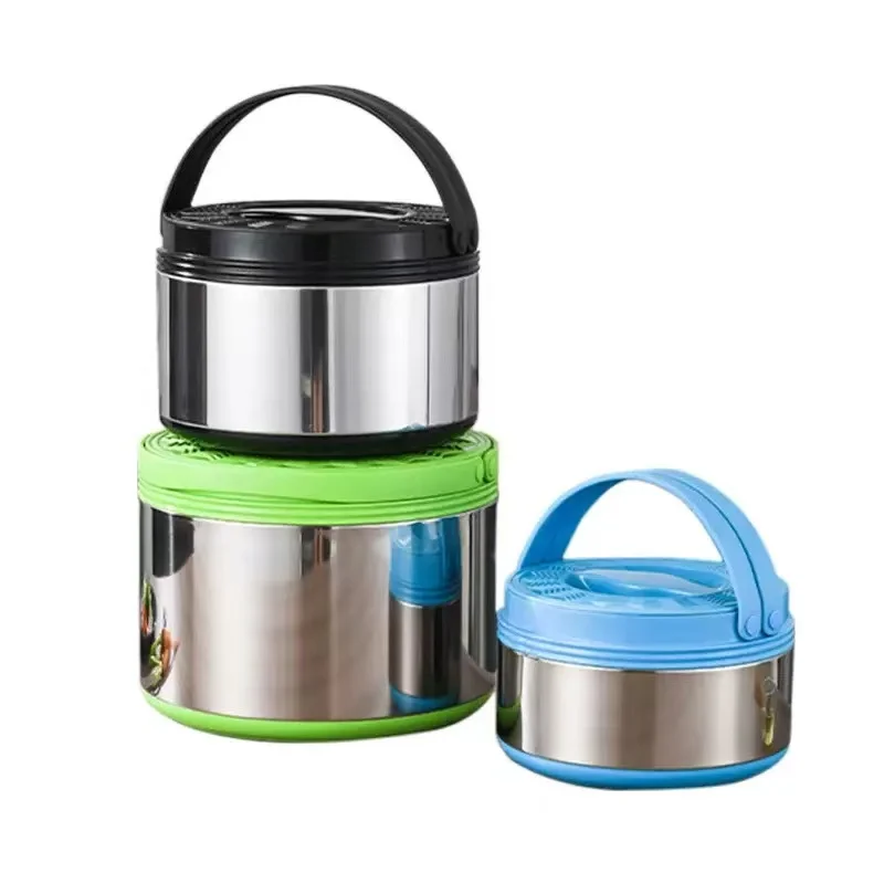

Home Party New Arrival 2.5L 5L 8L 3PCS Big Vacuum Lunch Box Mix Color Stainless Steel Inner Insulated Set With Cherry Lid