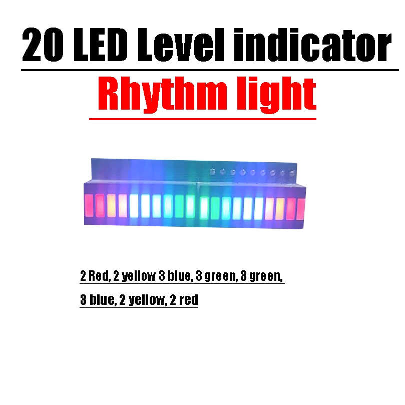 Led Música Indicador de Nível de Luz Ritmo Melody Lamp Música Spectrum Display Faça Você Mesmo Speaker Sinal de Áudio Amplificador de Potência Dc9 12v 20 Leds