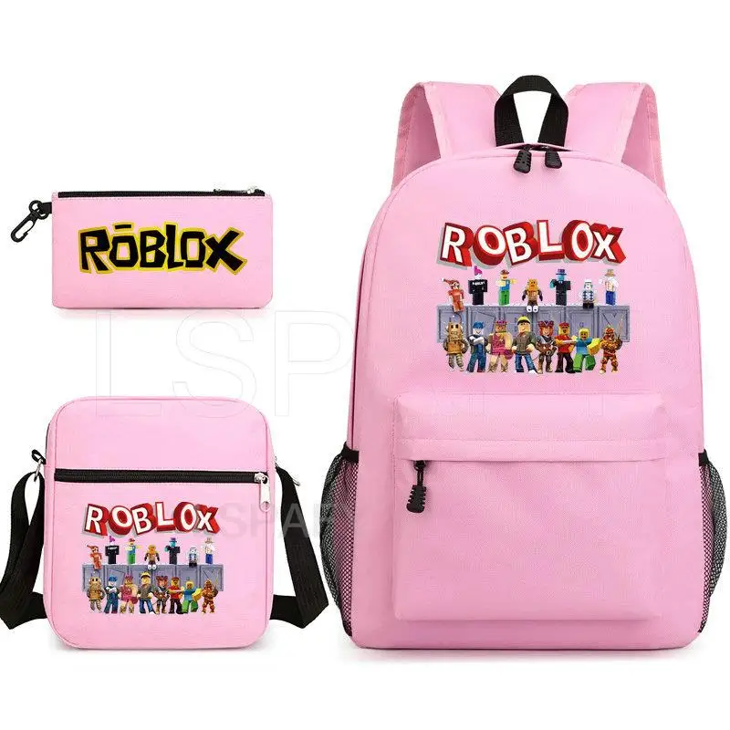 New Roblox Backpack Large Capacity School Bag Trendy Laptop Harajuku Casual Zipper Waterproof Students Mochila Escolar 3Pcs