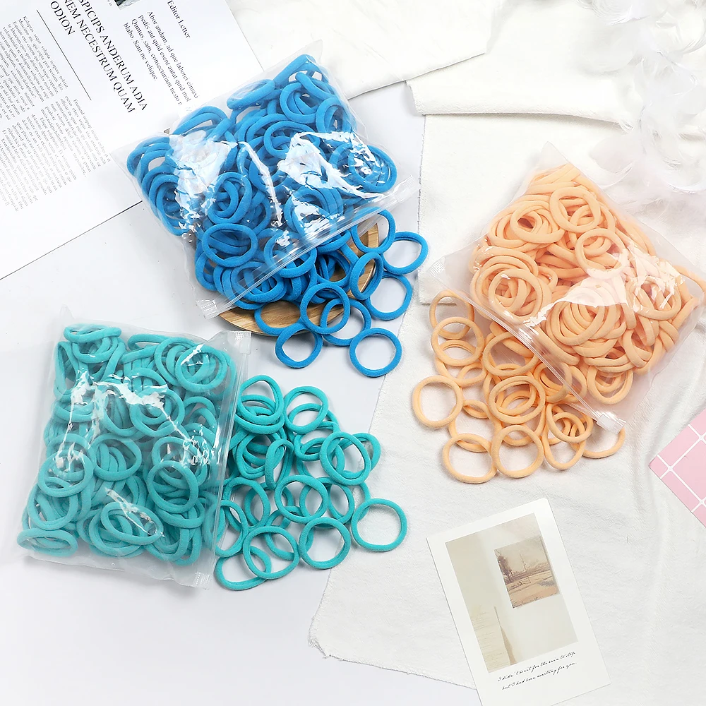 100/200PCS 4 ซม.ผมวงยืดหยุ่นผมสี Candy Hair TIES สําหรับสาว Chidren แถบคาดศีรษะที่มีสีสันอุปกรณ์เสริมผม Headwear ขายส่ง