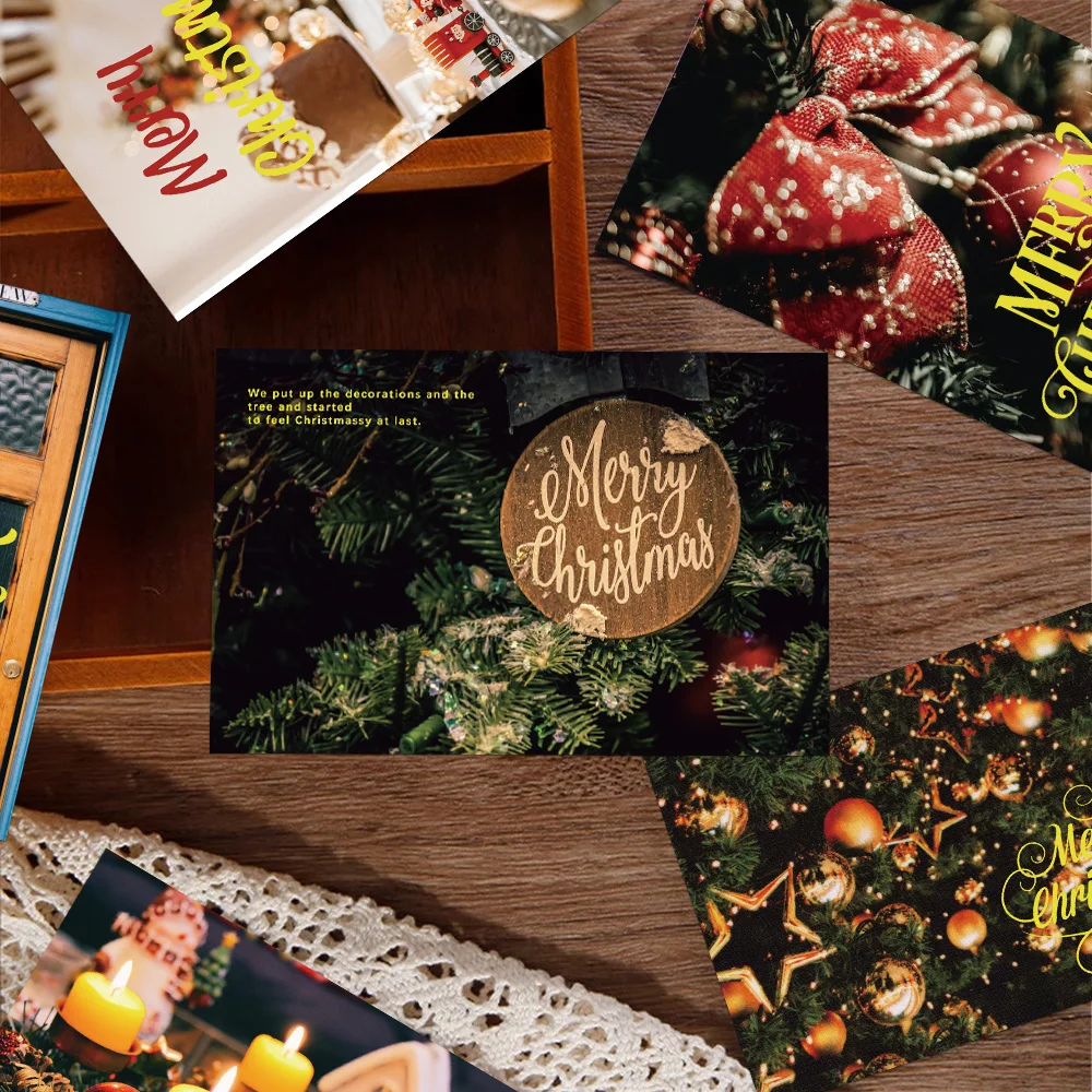 10pcs Christmas Holiday Decorative Cards Postcards Wall Room Desktop Minimalist DIY Creative Message Cards