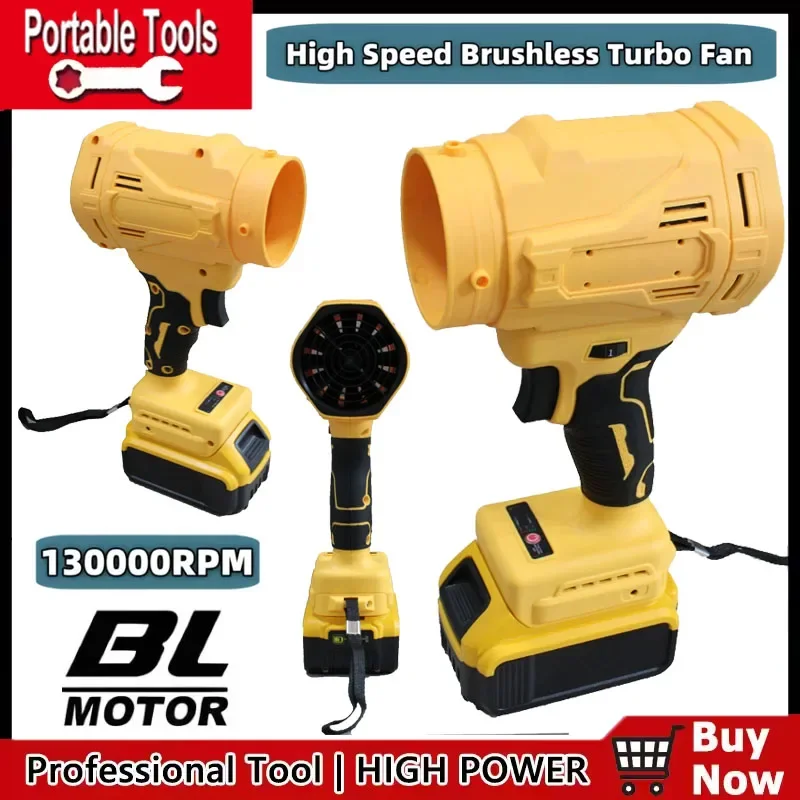 

Высокоскоростной бесщеточный электрический воздуходув с 6-ступенчатым турбовентилятором, 130000 об/мин, мощный беспроводной пылесос для аккумулятора Dewalt 18V.