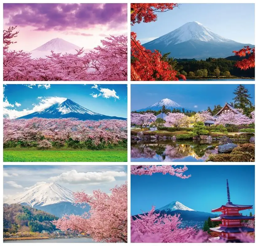 

Laeacco Japanese Fuji Mountain Backdrop Spring Pink Cherry Blossom Flowers Nature Scenery Adults Portrait Photography Background