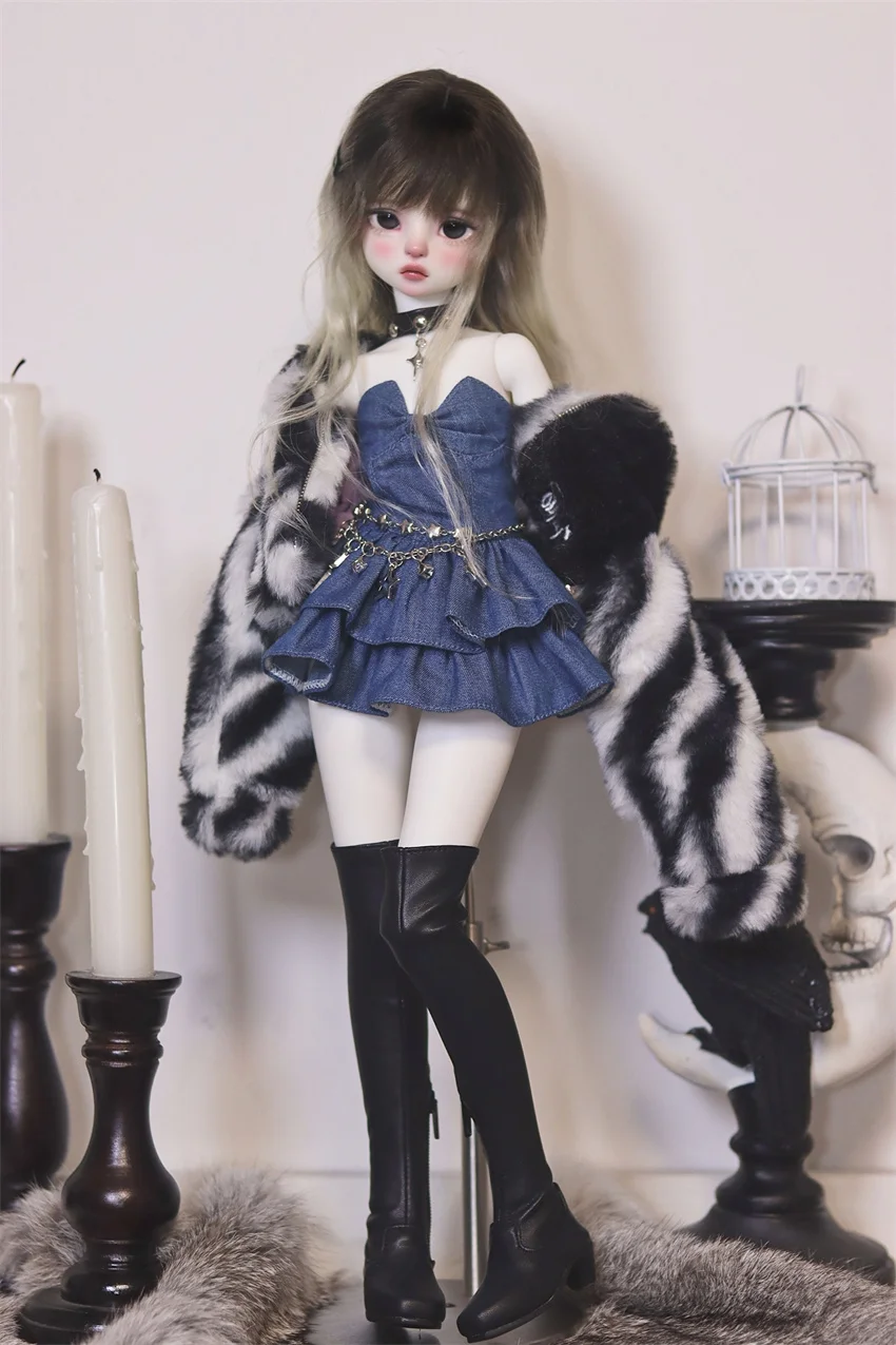 

New -BJD Clothes 1/4 Doll Set 4 points /msd/Bear Denim Skirt Dress bjd Doll Accessories