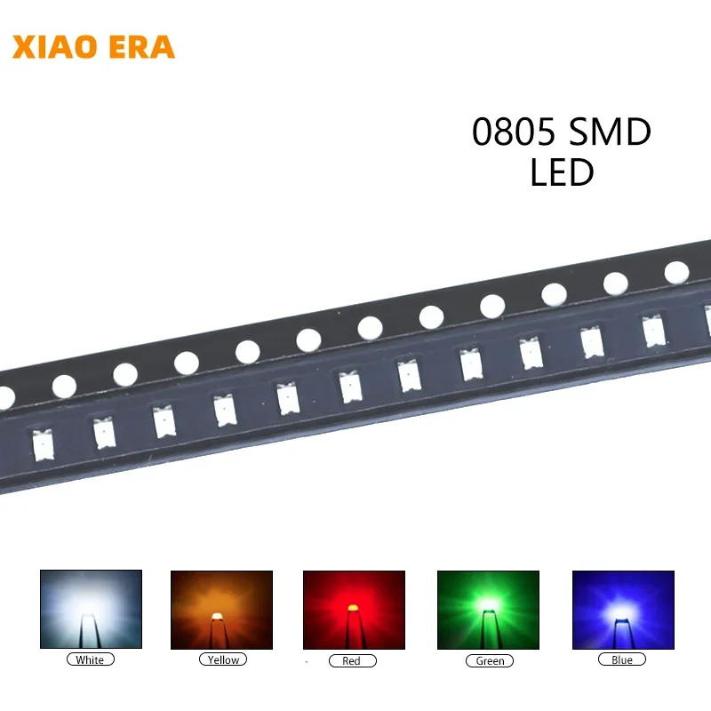 100pcs 0805 SMD LED Red Yellow Green White Blue Orange UV Light Emitting Diode PCB DIY Assorted Kit