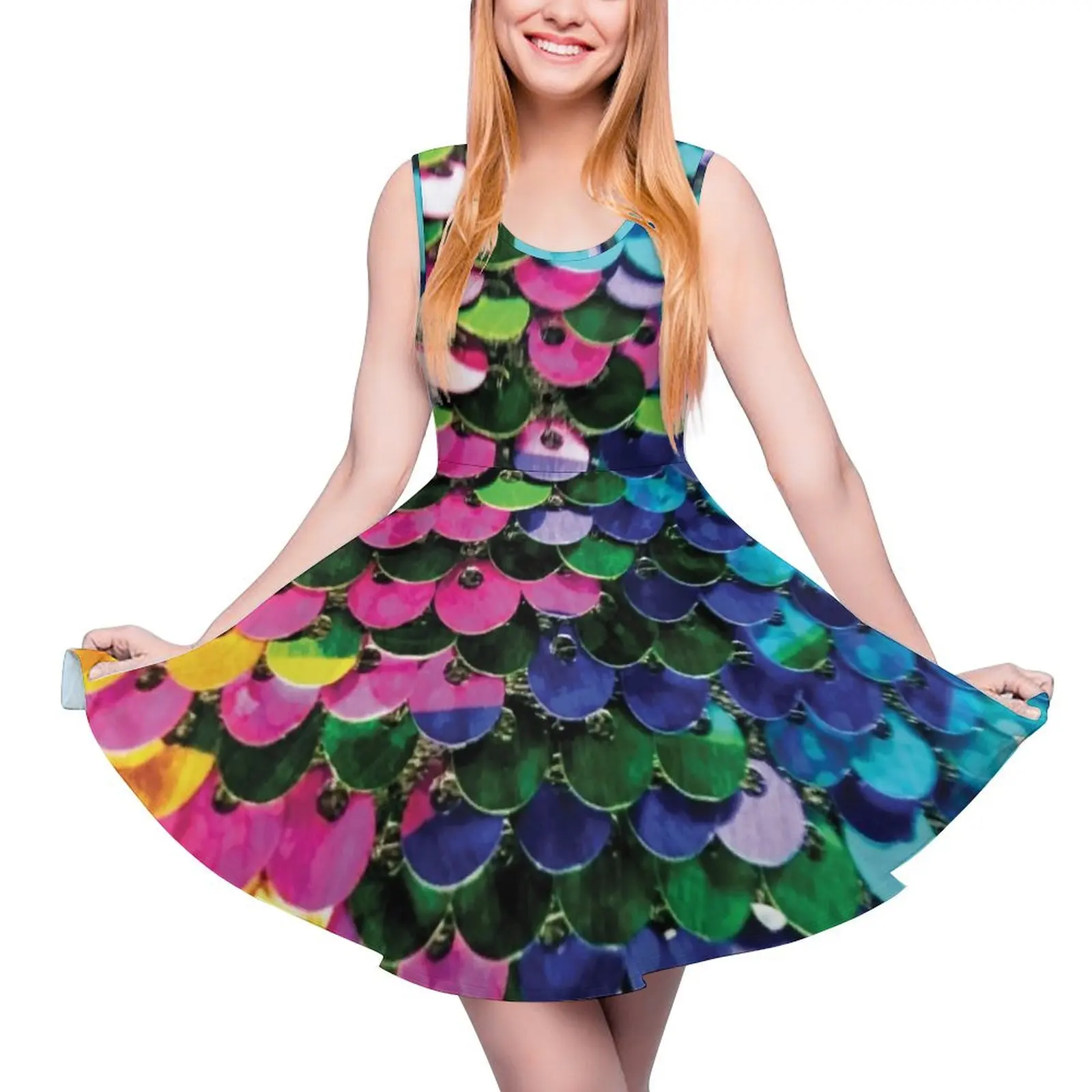 

Multi-Colored (Photo of Sequins Only - Not Reflective) Sleeveless Dress cute dress sexy dress for women