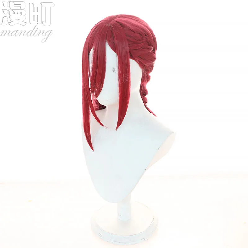 Blue Prison Qianche Leopard Horse cosWig Red Medium Long Hair Fishbone Three-Strand Braid Style