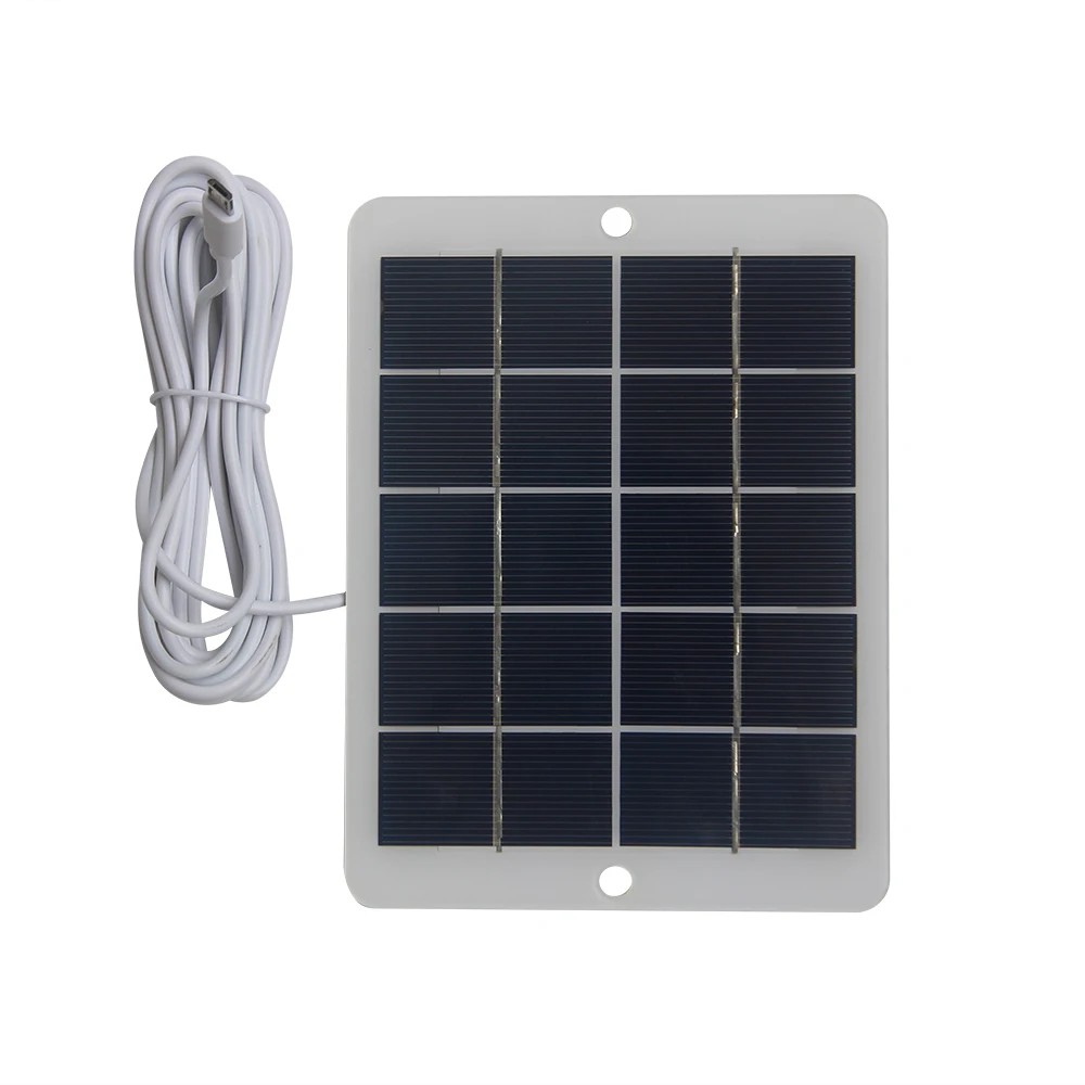 Carregador solar 5w 5v para monitoramento de segurança da câmera 3.7v-5v bateria luz painel solar carregador ao ar livre android/tipo-c/dc saída