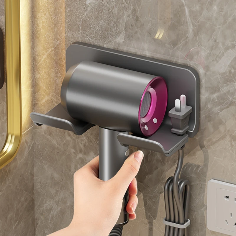 Hair Dryer Placement Rack, No-Drill Bathroom Wall-Mounted Storage Rack, Wall Storage Bracket, Hair Dryer