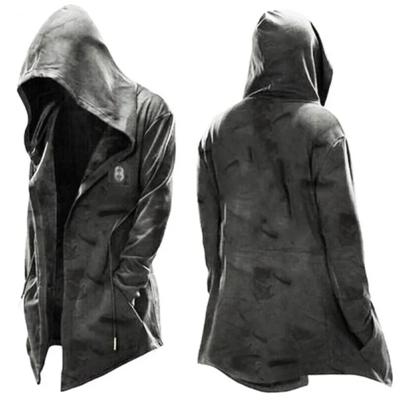 Halloween Cosplay Hoodies para homens, Manto Punk Gótico, Streetwear Hip Hop Engraçado, Manto Legal, Moda Outono