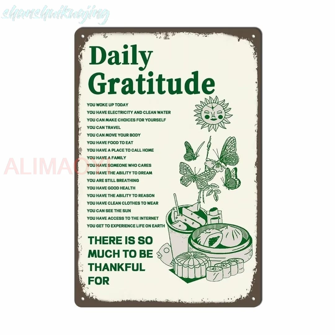 Daily Gratitude Metal Tin Sign 12x8 Inch Positive Decor Inspirational Encouragement Gifts For Men Women Coworker Mom Aunt T sign