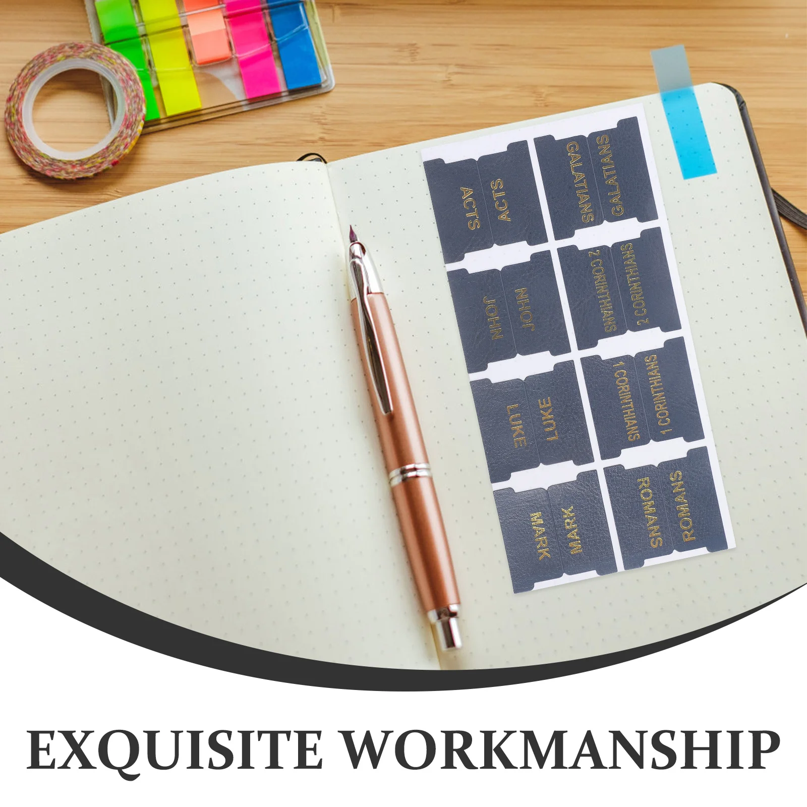 1Set Bible Index Tabs Sturdy PU Blank Labels Reading Bookmarks for Bible Study Students Men Women Blank Tabs
