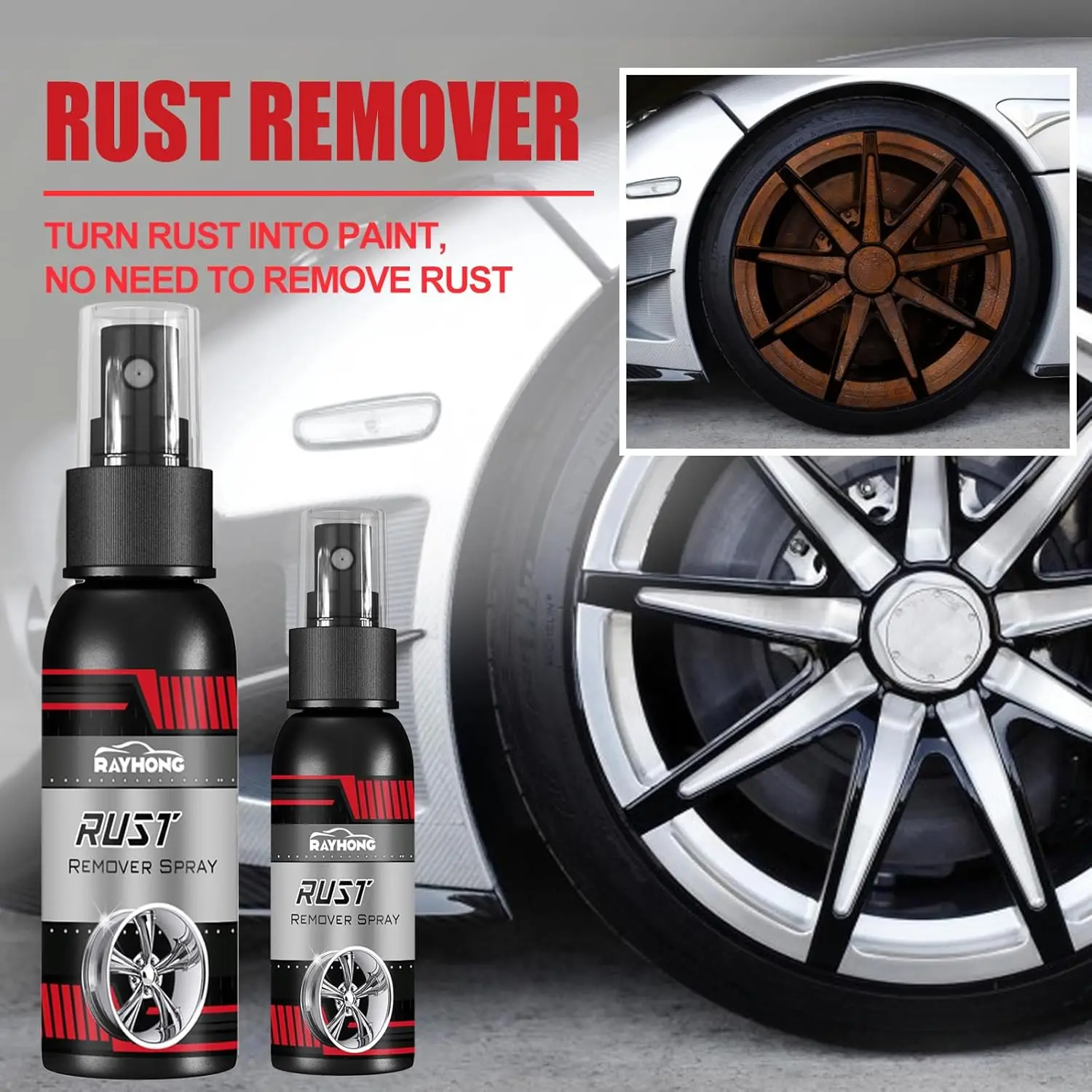 

2PCS Multi-Functional Wheel Hub Renewal Agent, Metal Rust Remover Spray, Multifunctional Metal Rust Remover, Car Rust Remover S