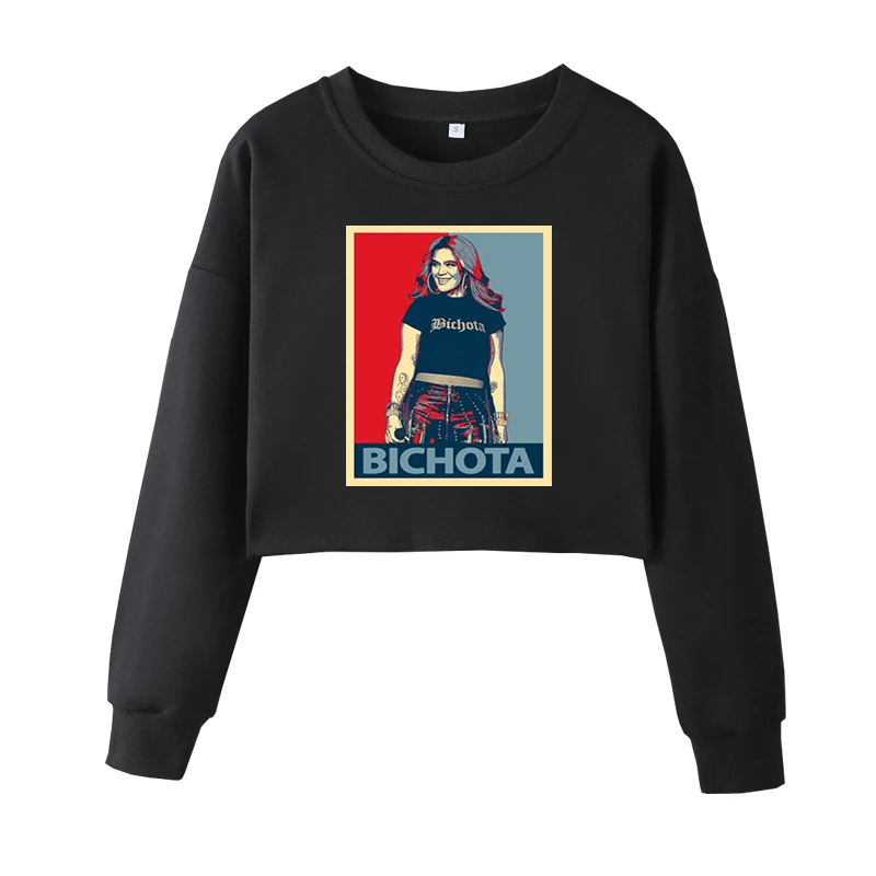 Karol G Bichota Retro Poster Crop Sweatshirts Fashion Pattern 90s Harajuku Y2k Clothing For Autumn Gift For Fans Pullover