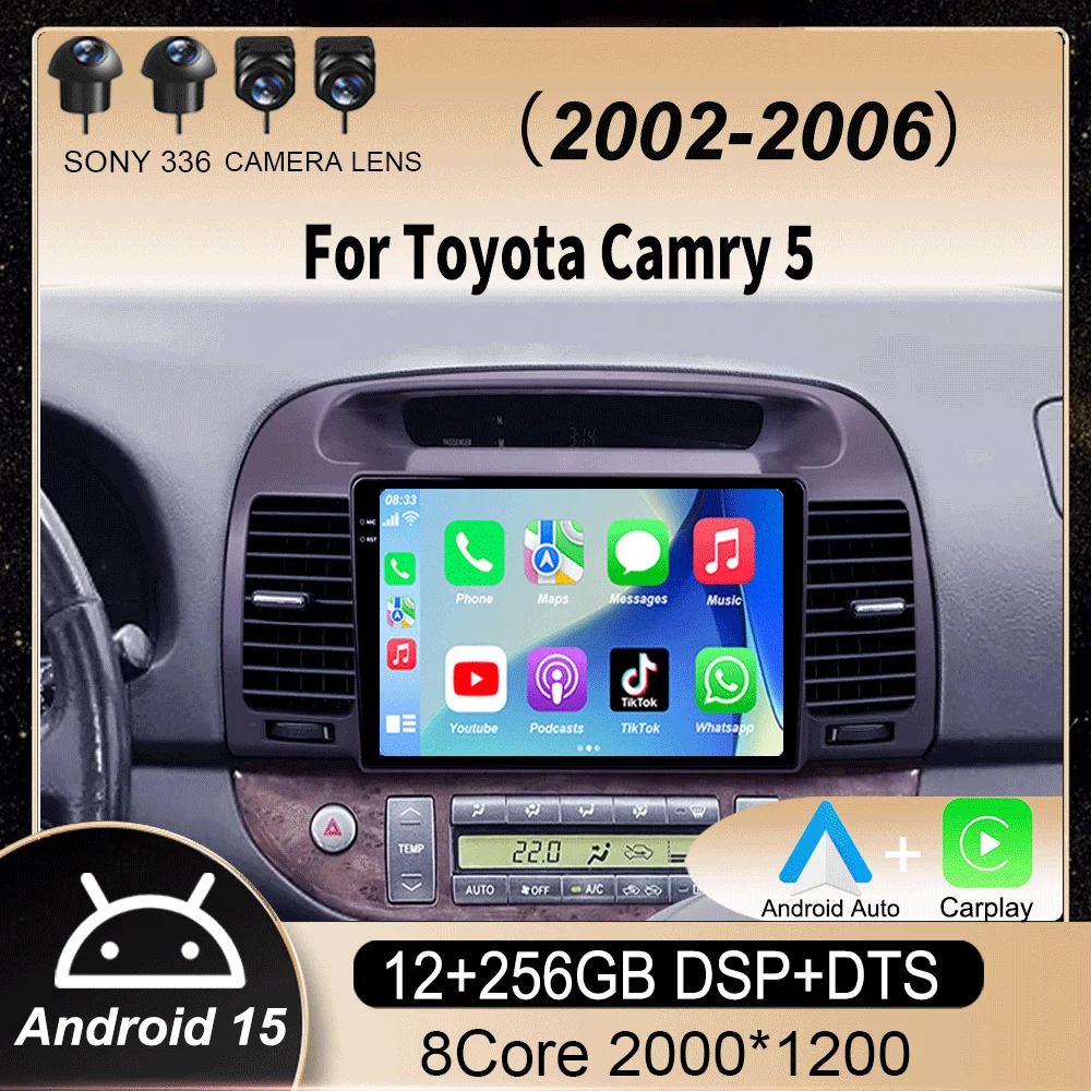 

Android 15 Carplay Car Radio For Toyota Camry 5 2002 2003 2004 2005 2006 Multimedia Video Player GPS Navigation 2 Din DVD Stereo