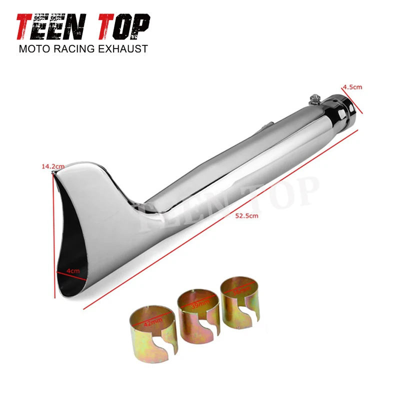 Racer Motorcycle Exhaust Muffler Retro Chrome Fish Tail Pipe 24HP 32HP Engine Part For Ural XL883 1200 K750 M1 M72 R71 R12 Dnepr