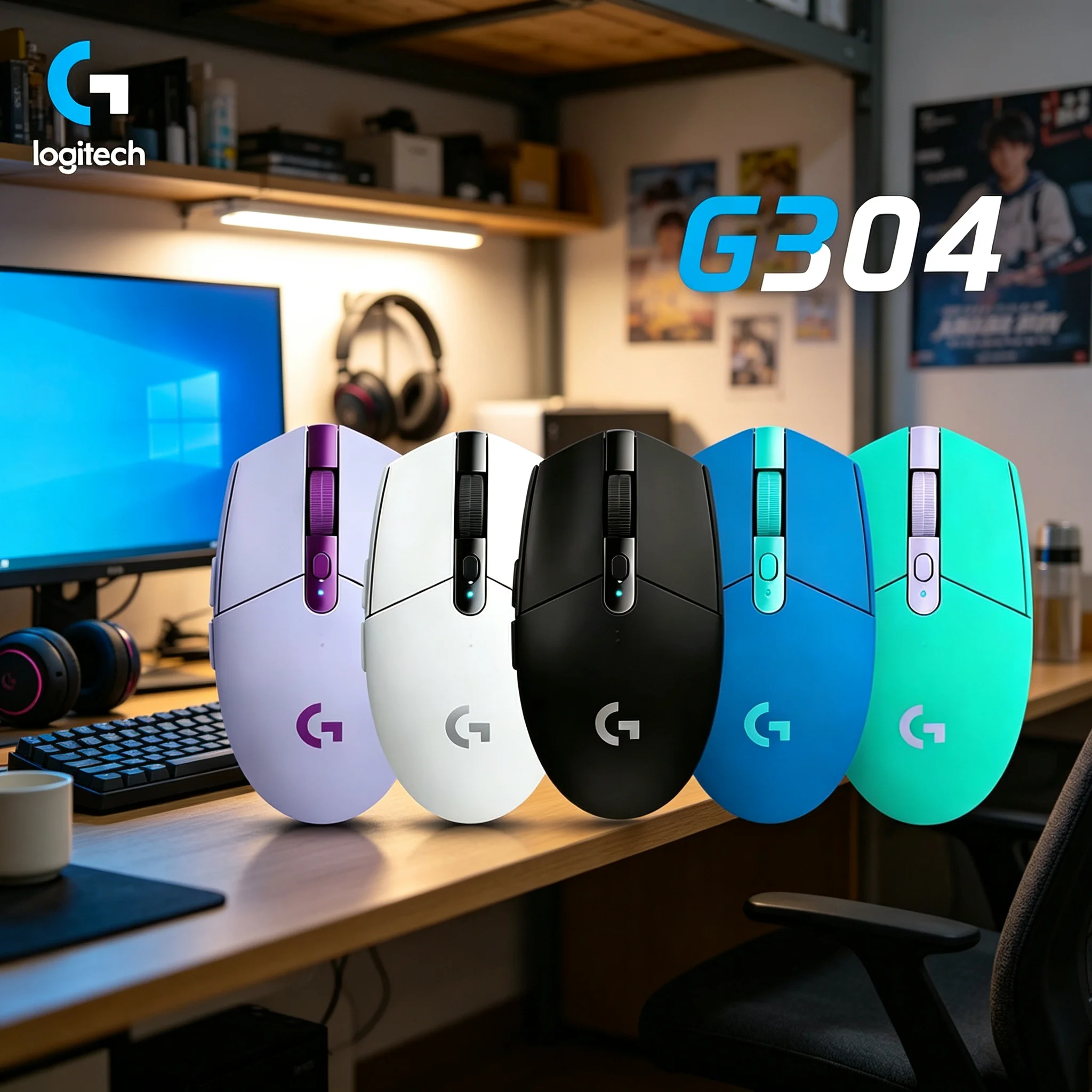Logitech G304 Wireless Gaming Mouse Energy‑Saving Mode Ideal For Long Hour PUBG CS2 Valorant Apex Game Battles