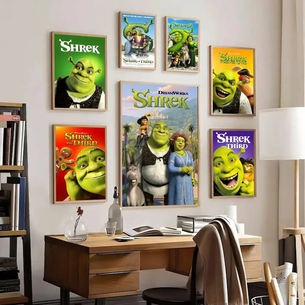 Póster de arte autoadhesivo de película clásica s-shrek 2, arte de pared de calidad HD, carteles Retro para decoración del hogar