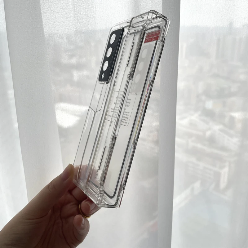 Luxury PC Transparent Case For Samsung Galaxy Z Fold 4 Fold 3 Hinge Protection Screen Lens Film Shockproof Case for ZFold4 Fold3