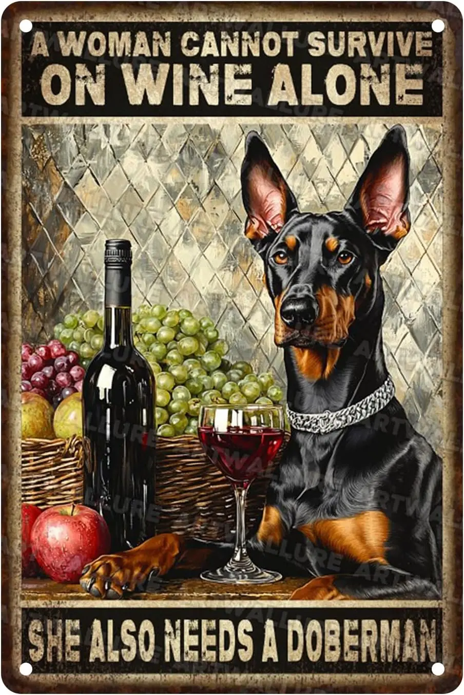 Doberman Vintage Metal Sign Dog Poster Metal Plaque Decor for Garage Man Cave Coffee Bar Club Bathroom Decoration --Tin Sign