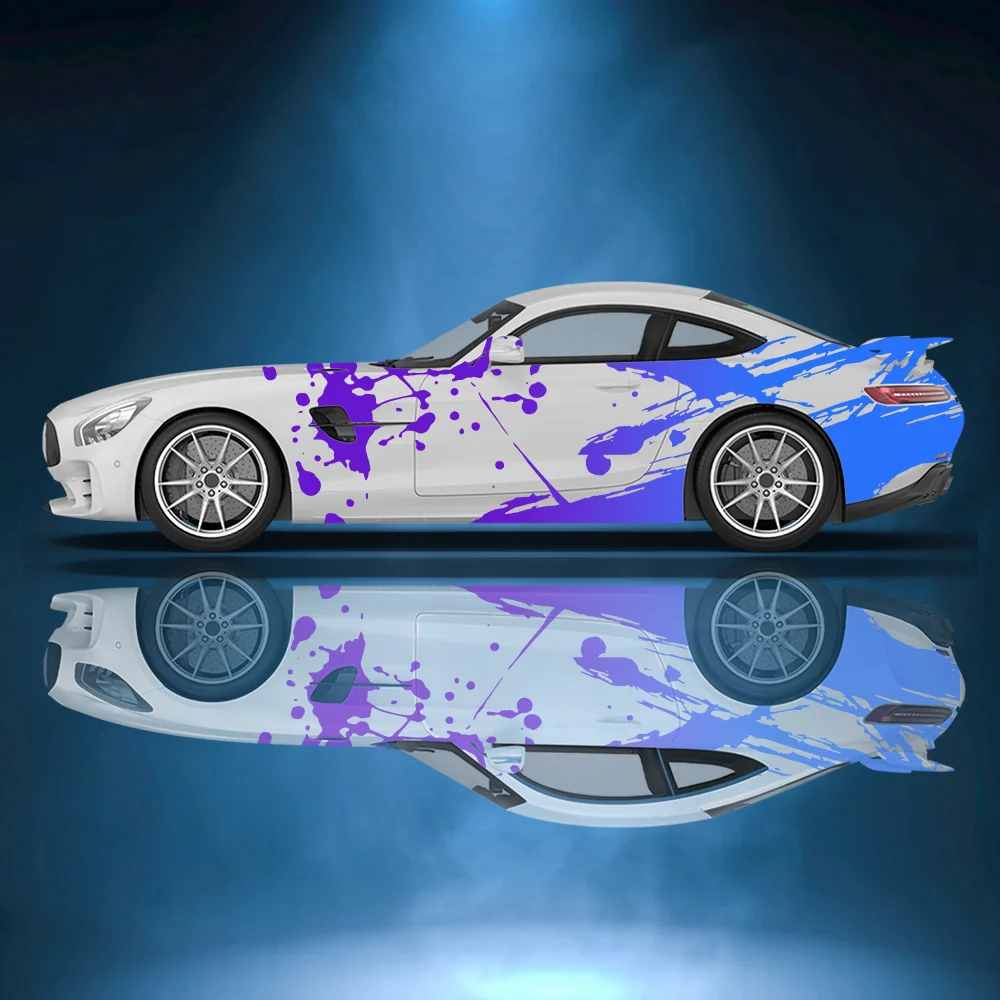 

Colorful Splash Print Car Side Sticker Vinyl Wrap Self-adhesive Paper Motorsport Decal Suitable for Truck Suv Auto Accessories