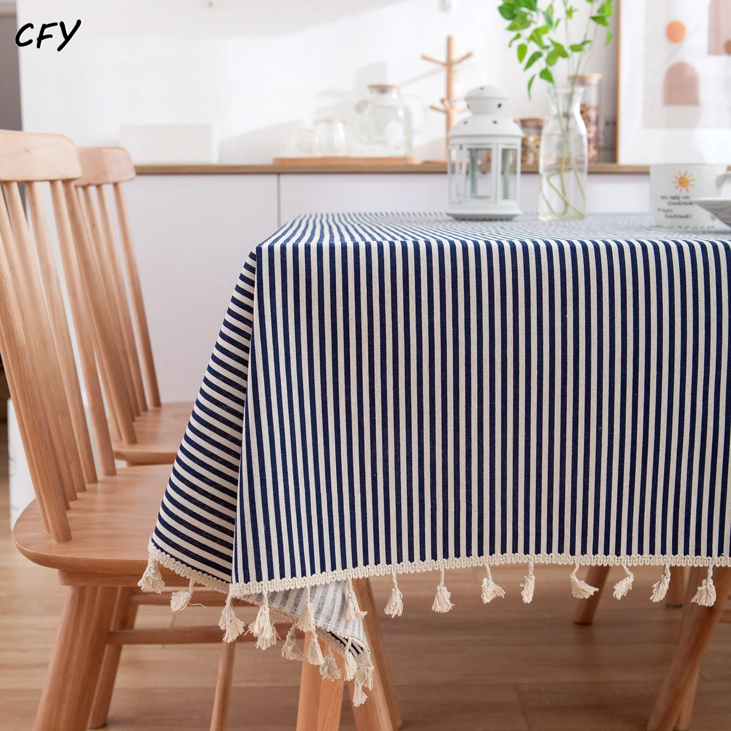 

Cotton Linen Nordic Stripes Printed Tablecloth Rectangular Tablecloth Tea Table Pad Meal Cloth Photo Background Cloth