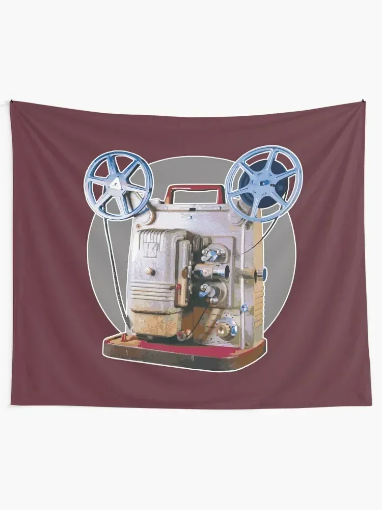 Vintage 8MM Home Movie Cameras: Retro Keystone 8MM Home Movie Projector on Gray Circle Tapestry Things To The Room Tapestry