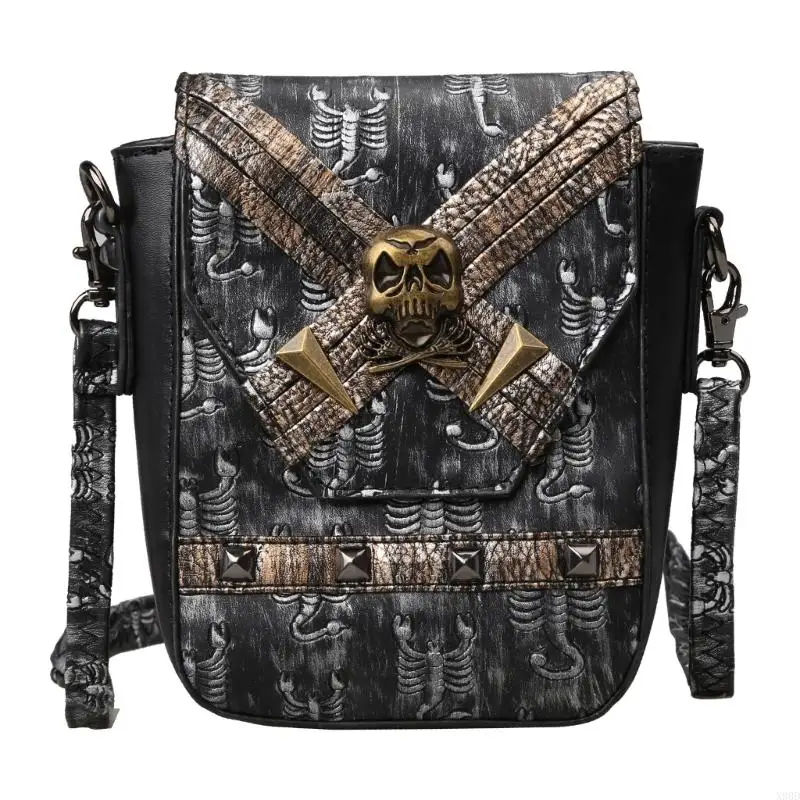 

X90D Steampunk Small Crossbody Bag Shoulder Cellphone Wallet Gothic Satchel for Women Girls
