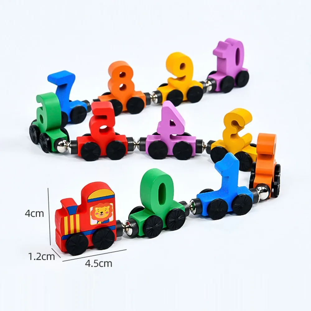 الملونة المغناطيسي عدد القطار عدد ديناصور خشبي التعليمية اللبنات الفاكهة الحيوان مونتيسوري الإدراك #1