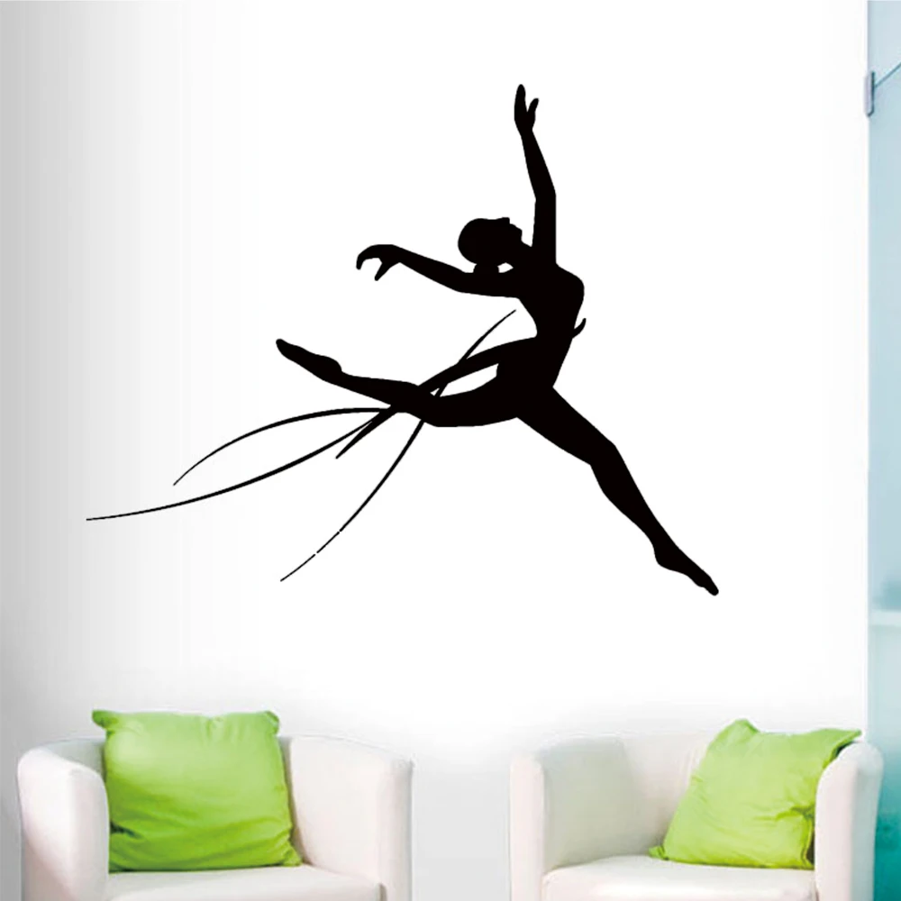 Gymnast Girl Wall Decal Sport Jumping Gymnastics Vinyl Window Sticker Dance Room Girls Bedroom Interior Decor Art Wallpaper