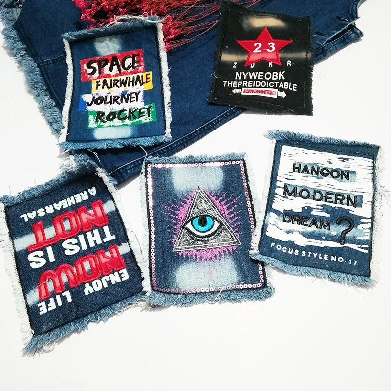 Fashion Cowboy Punk Star Eye Alphabet Big Backpack Patches for Clothing Embroidery Patch Anime Sports Shoes Patch Sew on Patches