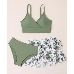 Zestaw strój kąpielowy dla dziewczyn Bikini dla dzieci Bralette dziewczęcy dwuczęściowy kostiumy kąpielowe Volant Top Bikini majtki kąpielowe stroje plażowe Tankini plażowe