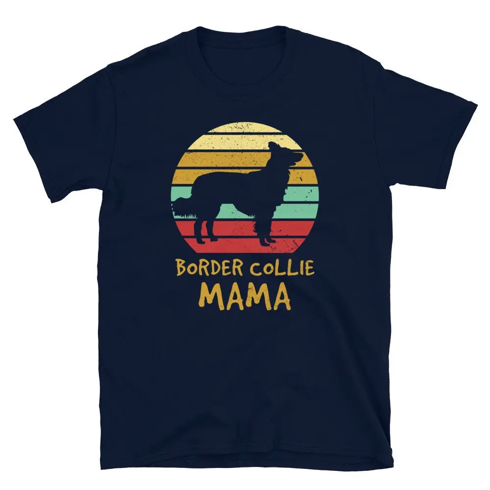 Border Collie Dog Mama SunseT T Shirt Retro Owner Mom Lover Mother