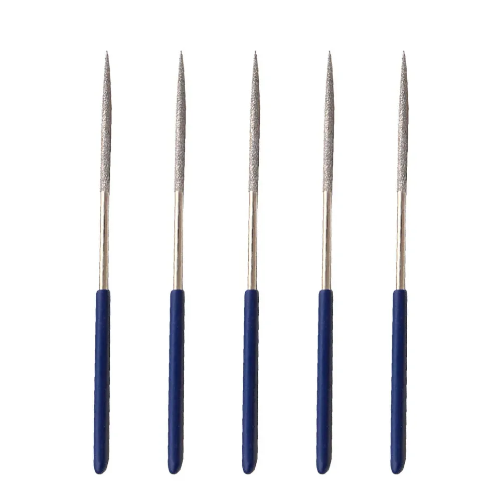 Round Diamond Grinding Head Shank Diamond File Needle File para Metal Engraving Carving Polishing Hand Tools 140 mm mm Pcs
