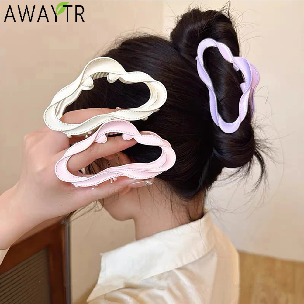 AWAYTR Hollow Clouds Hair Claws Twisted Alloy Ponytail Hair Clips Crab For Women Girl Gift Hair Accessories Valentine Headwear